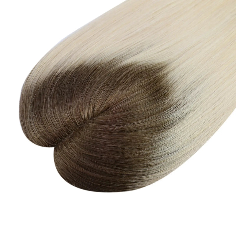 Load image into Gallery viewer, Natural and soft real human hair topper for thinning hair, lightweight and breathable
