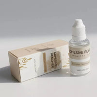 Adhesive remover bottle and box on a gray background
