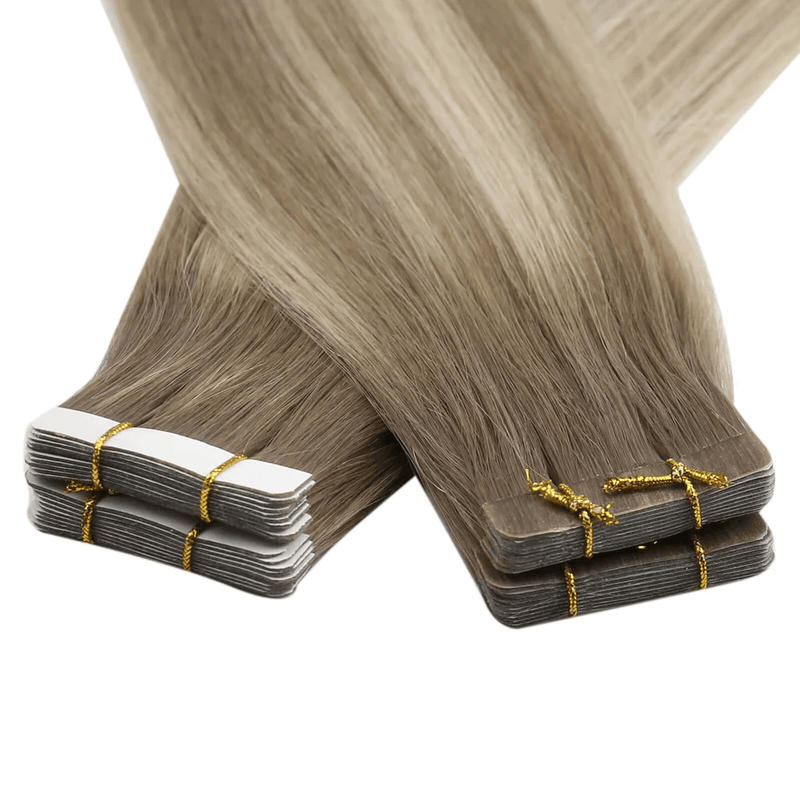 Load image into Gallery viewer, human hair extensions for blonde hair
invisible tape on hair extensions virgin tape invisible tape in hair 
