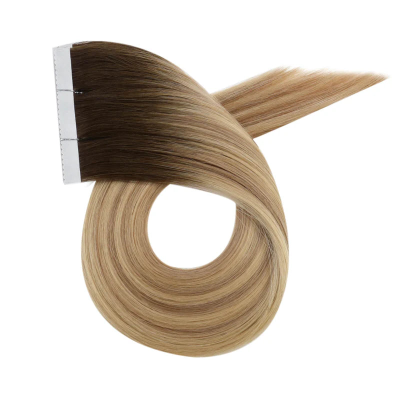 Load image into Gallery viewer, 22-inch platinum blonde hair tape in, invisible platinum blonde tape in extensions, high-quality platinum blonde tape in, luxurious platinum blonde hair extensions, salon-quality platinum blonde tape in extensions, 14-inch platinum blonde extensions, 18-inch platinum blonde tape in
