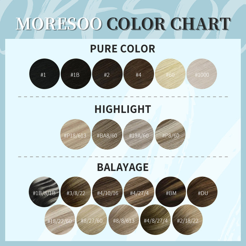 Moresoo tape in hair color chart