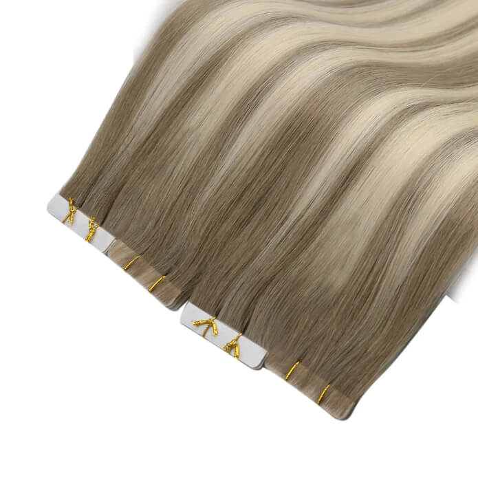 Load image into Gallery viewer, Moresoo light brown blonde balayage highlights, 14-inch balayage extensions, premium balayage hair, high-quality light brown blonde balayage, seamless balayage extensions, invisible balayage highlights, luxurious brown blonde balayage, smooth balayage hair, natural balayage extensions, salon-quality balayage highlights
