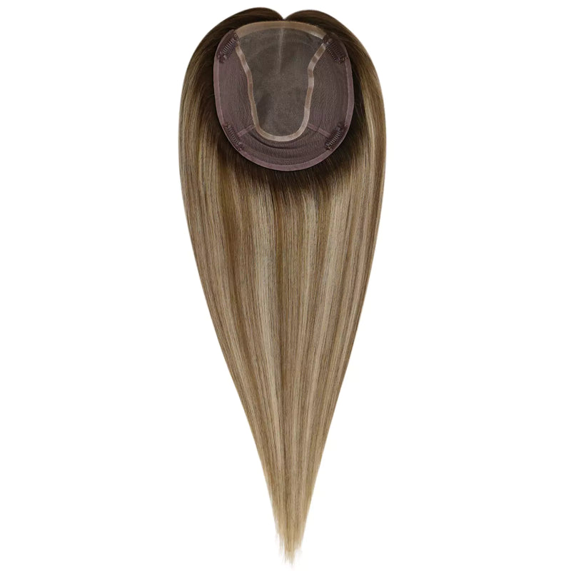 Load image into Gallery viewer, hair crown topper virgin hair topper Topper human hair virgin hairpiece clip on hair topper hair topper human hair crown topper female hair topper for thinning crown hair toppers before and after women&#39;s hair toppers
