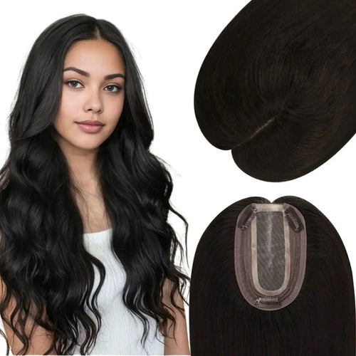 black hair topper straight soft hair hair topper for thinning crown hair toppers for women hair pieces for women hair topper for thinning crown hair topper for women
 human hair topper