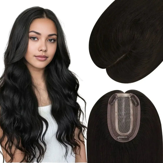 black hair topper straight soft hair hair topper for thinning crown hair toppers for women hair pieces for women hair topper for thinning crown hair topper for women
 human hair topper