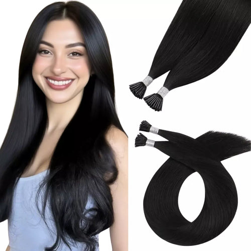 hair extensions virgin i tip human hair black hair itip extensions itip hair extensions pre bonded hair extensions itip extension keratin tip extensions
	

