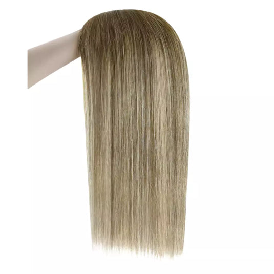 Brown hair extension a white background