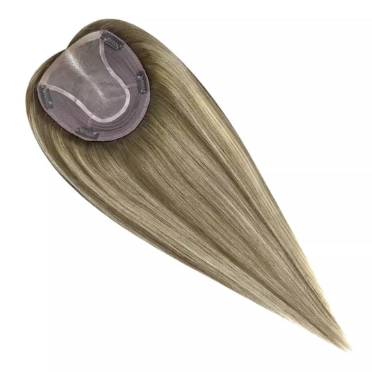 Balayage hair topper with clip on a white background