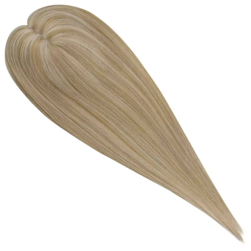 Load image into Gallery viewer, moresoo blonde highlights virgin human hair topper hair piece on a white background

