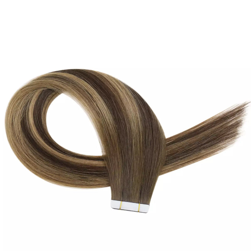 Load image into Gallery viewer, virgin hair tape in hair extensions human hair tape ins 20 inch hair extensions balayage hair
