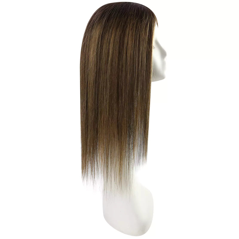 Load image into Gallery viewer, Balayage dark brown hair topper on a white background
