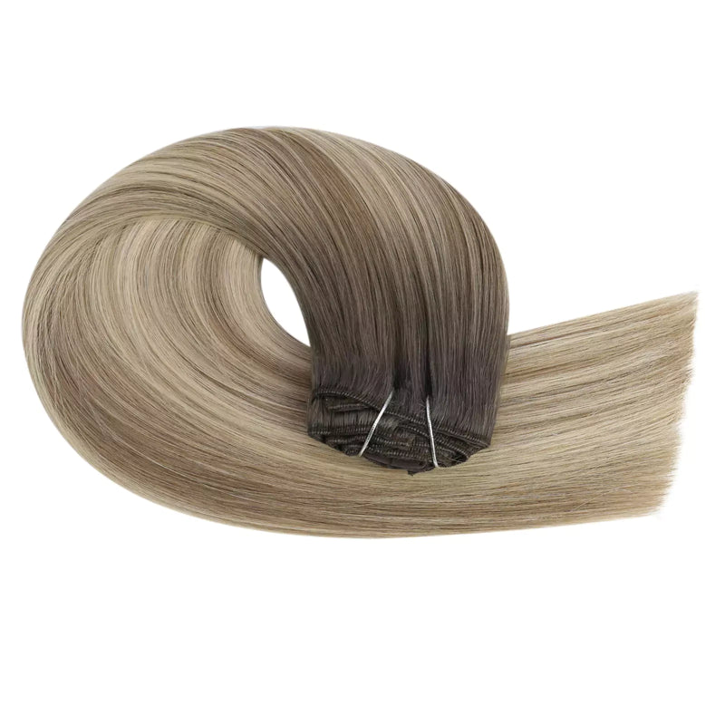 Load image into Gallery viewer, balayage virgin clip in extensions balayage color
