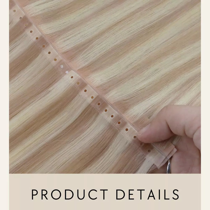 highlight color virgin hole pu weft invisible hair extensions