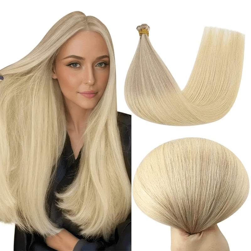Load image into Gallery viewer, weft bundle human hair-hair extension- hair extension lengths-extension hair-weft-weft hair extensions-weft extensions-hair weft-hair weft extensions-weft hair extensions-hair weft-hair weft extensions-balayage blonde
