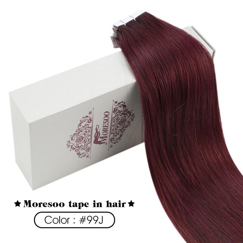 tape in wine red hair extensions human hair curly