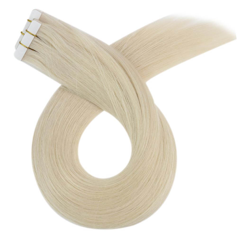 16-inch creamy blonde tape in hair, creamy blonde virgin hair extensions, high-quality creamy blonde tape in extensions, 18-inch creamy blonde tape in extensions, seamless tape in for creamy blonde hair, 20-inch creamy blonde tape in, natural creamy blonde hair extensions, smooth creamy blonde tape in hair