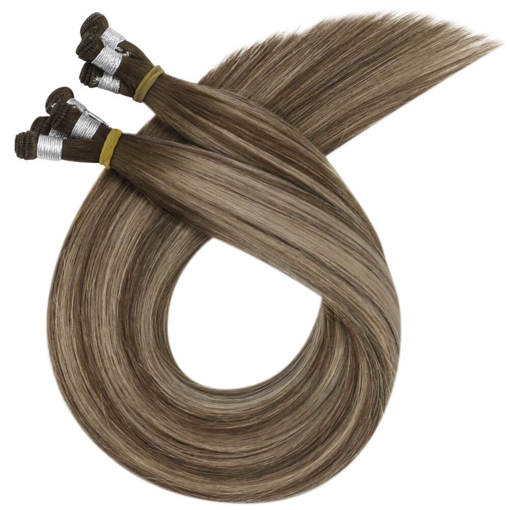 hand tied human hair weft extensions, ideal for beaded rows sew in hand tied weft with lightweight, breathable design