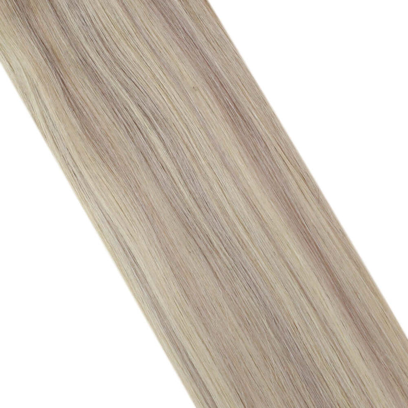 Load image into Gallery viewer, Straight Clip In Hair Extension Blonde Color Moresoo Luxurious 14 inch Silk natural and soft Clip In Human Hair Extensions Clip-in Hair Extensions for Women
