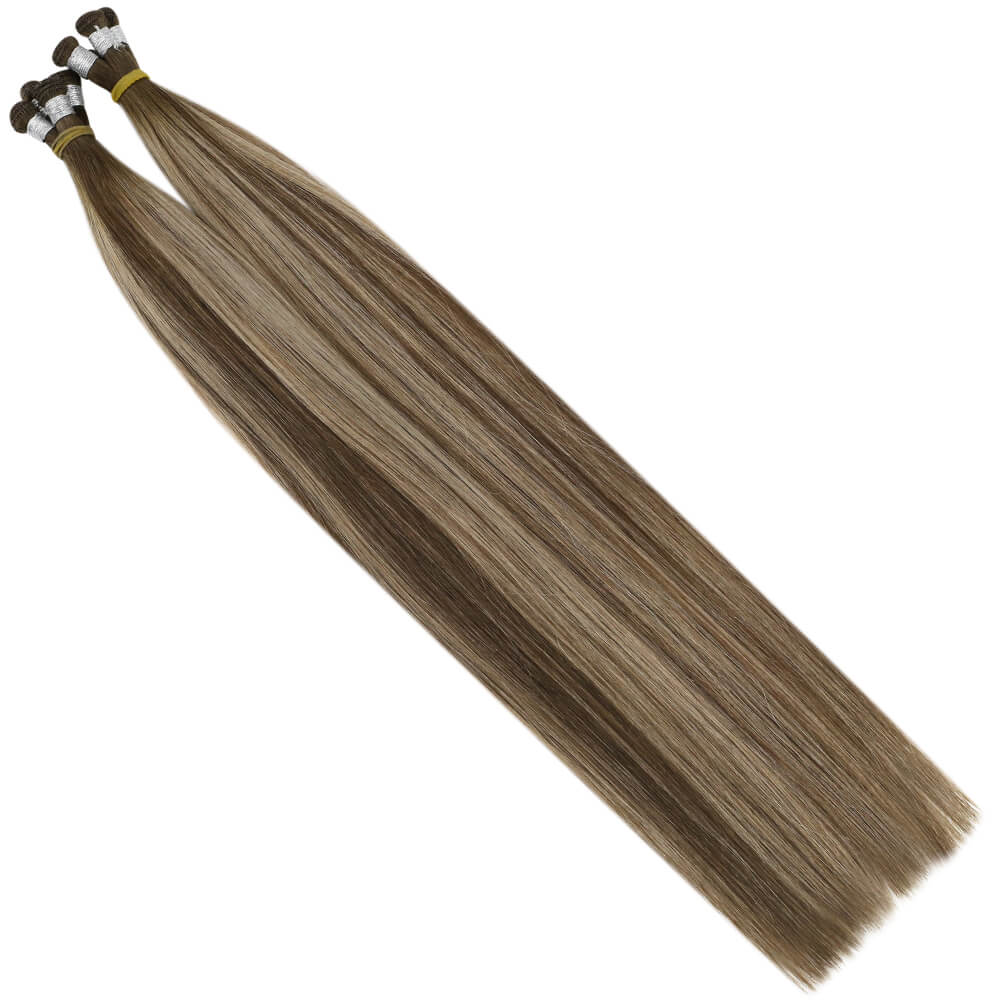 invisible hand tied weft extensions for a no-bump look premium human hair extensions with hand tied weft construction