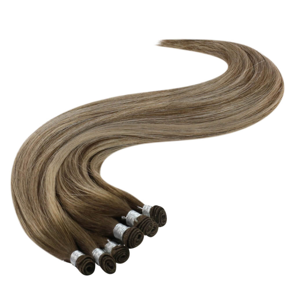 invisible hand tied extensions for fine or thin hair double drawn virgin hand tied weft for full sew in hand tied weft with lightweight, breathable design