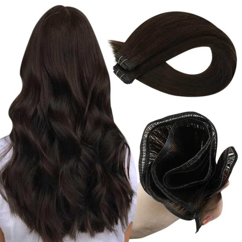 Load image into Gallery viewer, virgin weft-hair extensions-long hair extensions-long hair extensions-22 inch hair extensions-24 inch hair extensions-virgin human hair extensions -dark brown hair extensions
