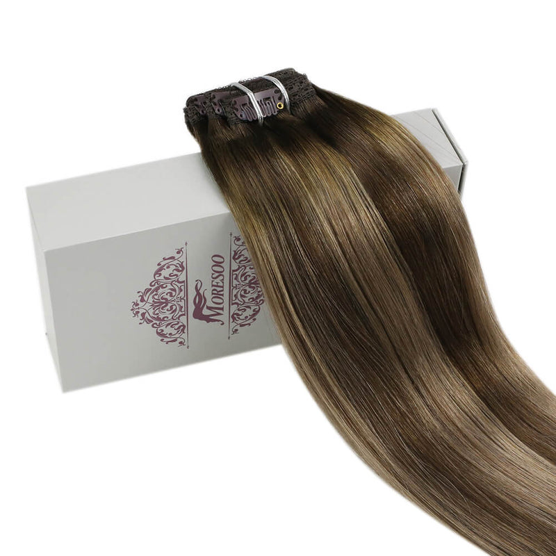 Straight Clip In Hair Extension Brown Color