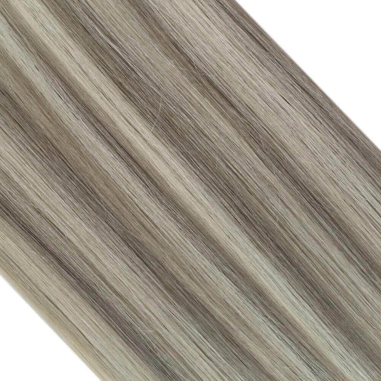 24-inch light ash blonde highlights tape in, 18-inch tape in extensions with ash blonde highlights, 14-inch light blonde highlights tape in, high-quality tape in extensions with gray blonde highlights, seamless tape in hair with light gray blonde, 22-inch light blonde highlights tape in, smooth ash blonde highlights
