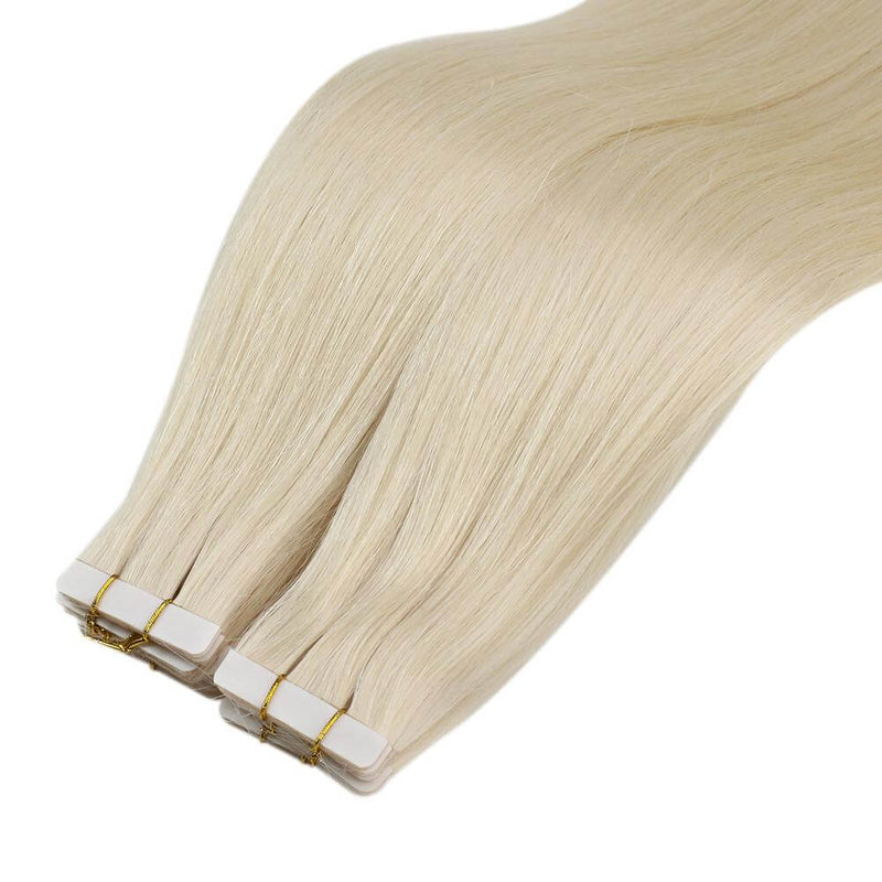 Load image into Gallery viewer, 24-inch creamy blonde hair extensions, 18-inch creamy blonde tape in extensions, creamy blonde virgin hair, seamless creamy blonde tape in, 14-inch creamy blonde hair extensions, invisible tape in extensions for creamy blonde hair, high-quality creamy blonde tape in, 22-inch creamy blonde tape in
