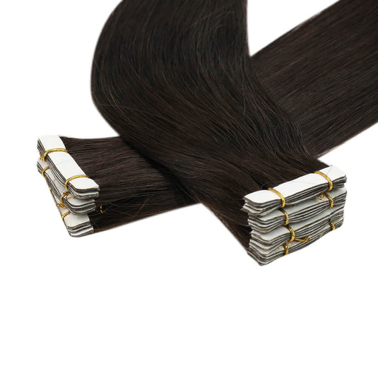 tape in extensions for deep brown hair, invisible tape in deep brown extensions, high-quality brown hair extensions, seamless tape in for natural brown hair, deep brown virgin hair extensions, soft and seamless brown tape in, tape in hair extensions for dark brown hair, natural deep brown hair extensions