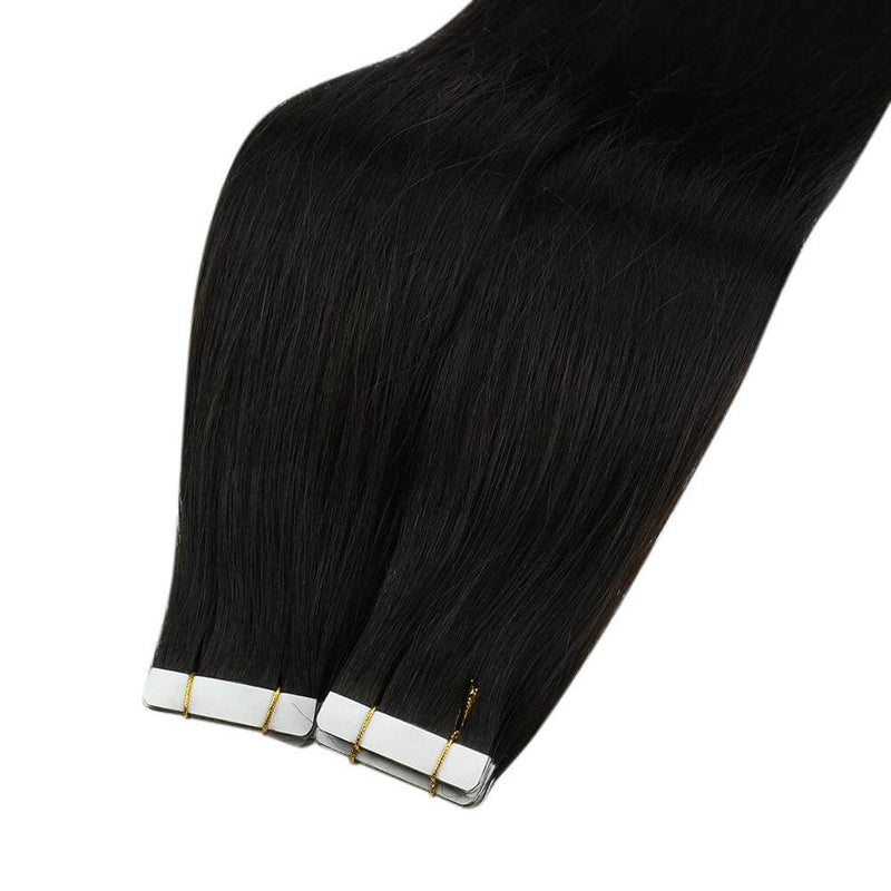 Load image into Gallery viewer, moresoo tape in hair color chart-off black-natural black-black-black hair extension
