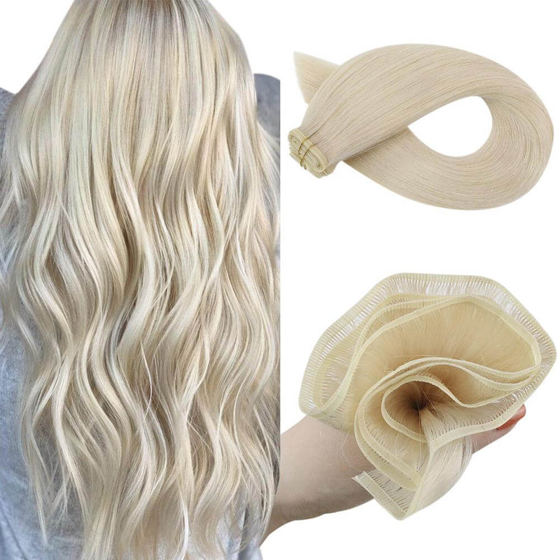 Sew in Weft Hair Extensions Human Hair 100G Balayage Ash Brown with 2 Tones  Blonde Highlights Natural Seamless Real Remy Hair Weave Bundles Invisible