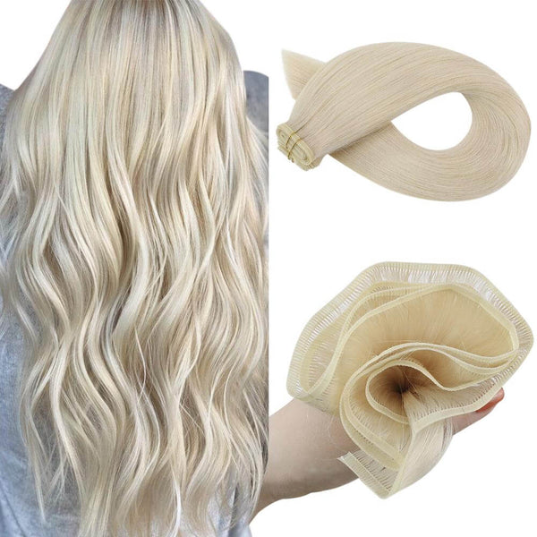 Curly Beaded Weft Hair Extensions Platinum Blonde (613) / 20